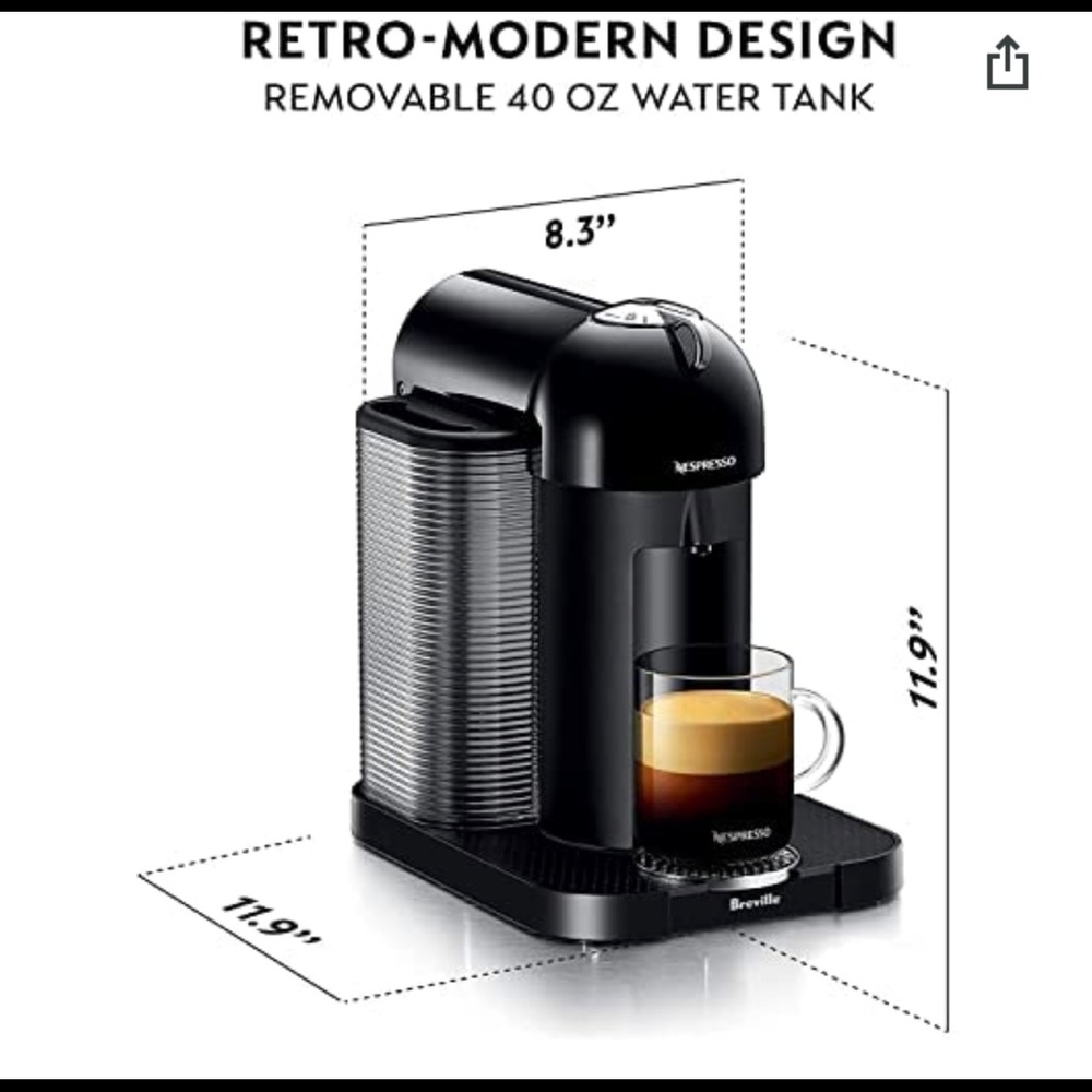 Brand New Nespresso espresso machine Breville BNV220BLK Vertuo Espresso machine - Picture 3 of 4